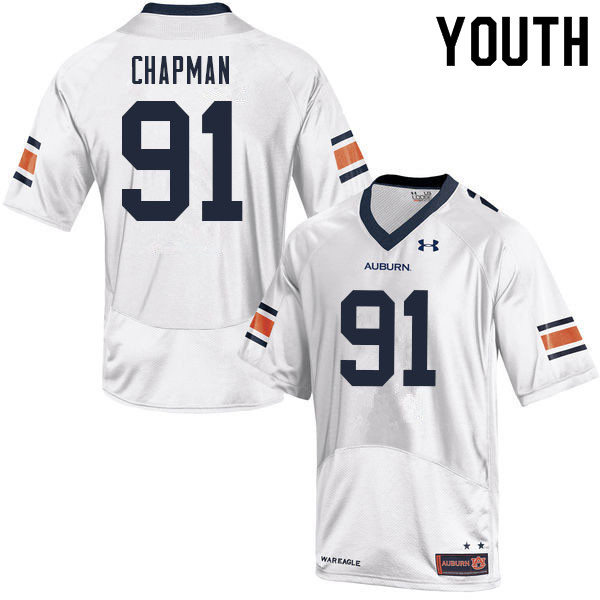 Youth #91 Oscar Chapman Auburn Tigers College Football Jerseys Sale-White - Click Image to Close